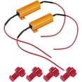 thumbnail image 1 of 50W 6 Ohm Load Resistors for LED Turn Signal & License Plate Lights, Gold Aluminum Case Ensuring Excellent Heat Dissipation, 2PCS with 4 Quick Cable Clips for Easy Installation, 1 of 5