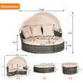 thumbnail image 3 of 4 Pieces Patio Furniture Round Outdoor Daybed,Wicker Rattan Sectional Sofa with Retractable Canopy,Wicker Conversation Set with Washable Cushions,Storable Table for Leisure in Porch Backyard,Beige, 3 of 7