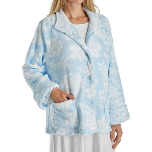 Women's La Cera 88121B Bed Jacket (Blue/White S)