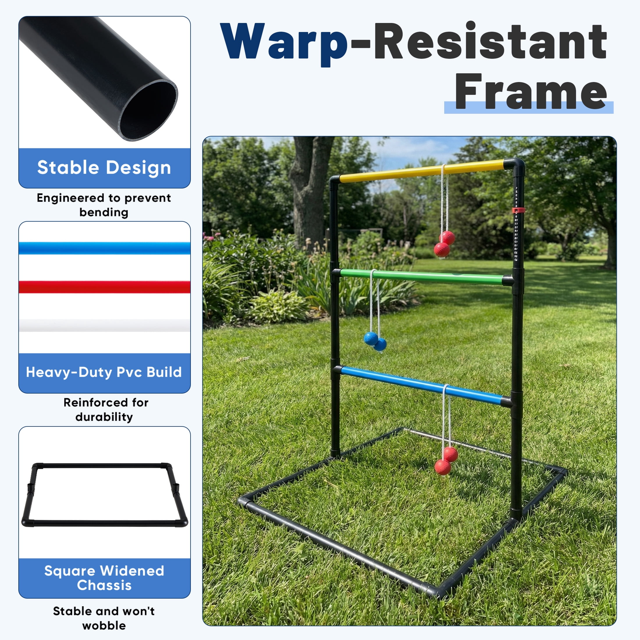 EDX Ladder Ball, Toss Game Set with Balls, Ladderball Tossing & Golf Tossing Games for Yard, Outdoor Lawn Fun Game for Family, with 6 Bolas, Score Trackers & Carry Bag.