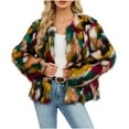 thumbnail image 6 of Nfurl Women's Faux Fur Short Jackets Trendy Colorblock Long Sleeve Open Front Jacket Soft Fluffy Fleece Coats Ladies Fall Winter Outerwear Multicolor XL, 6 of 9