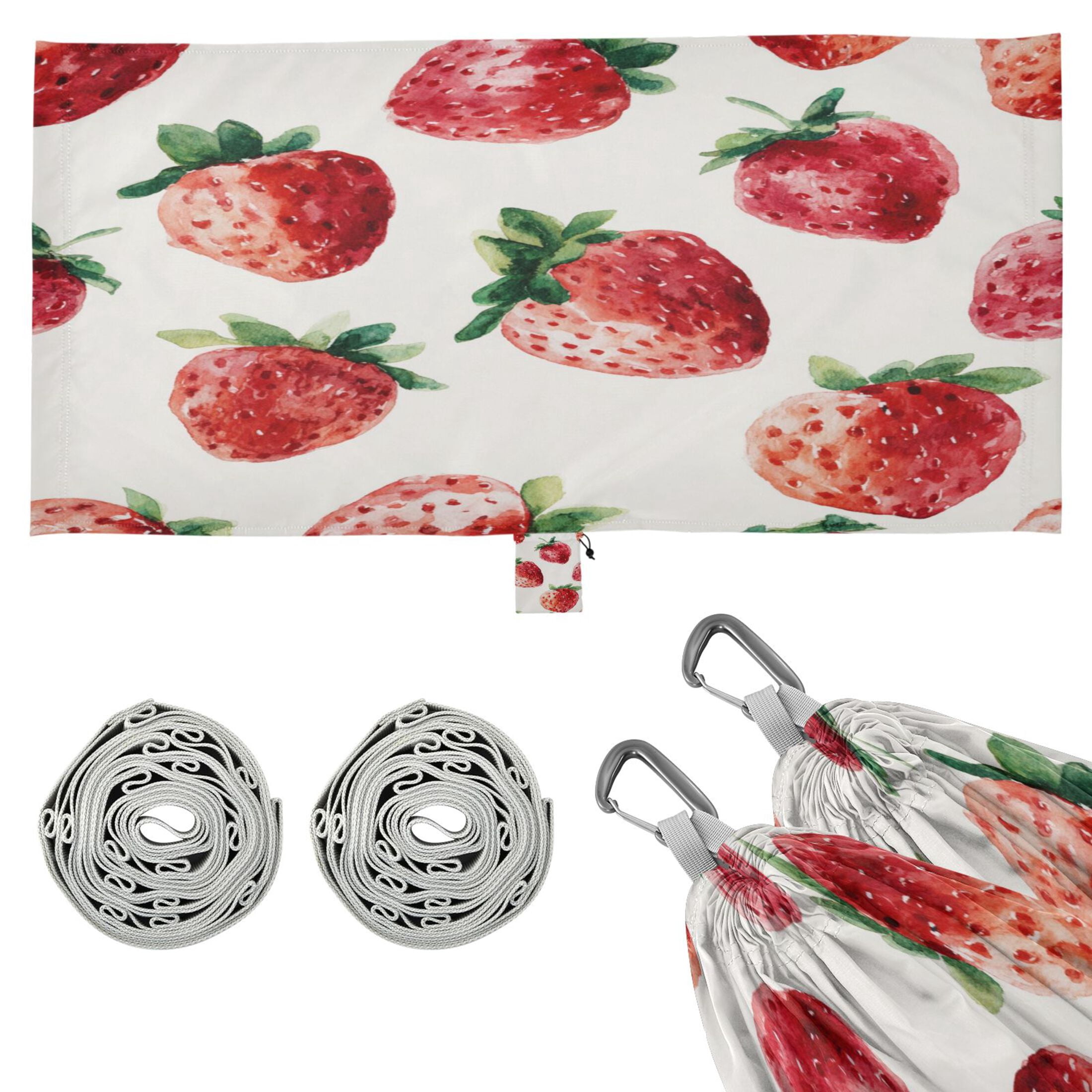 Hammock Camping Hammock Nylon Portable Hammock Travel Camping Hammock Juicy Strawberry Red Pattern
