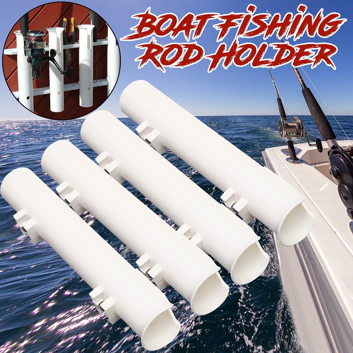Details about   White Plastic 12'' Boat Fishing Slotted Rod Holders Boat Marine 4 Tube 
