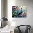 thumbnail image 4 of JRXY  Blue Peacock Canvas Wall Art Elegant Animal and Flowers Pictures Prints Abstract Nature Forest Poster Framed Artwork for Home Decor 16x12in, 4 of 6