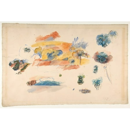 French Limoges Box - Studies of Landscape Trees and Exotic Fruit Poster Print by Auguste Renoir (French Limoges 1841–1919 Cagnes-sur-Mer) (18 x 24)