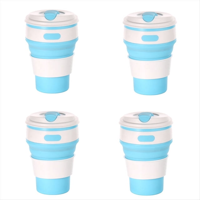 de Viaje Plegable de Silicona Azul , para Acampar, de Agua Plegable, para Beber para Adultos con Tapa,