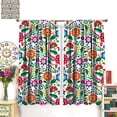 thumbnail image 3 of Abstract Flower Window Curtains,Bohemian Retro Mexican Folk Art Floral Print Pattern Curtains for Bedroom Living Room Kitchen Polyester Fabric Window Drapes 2 Panel Set,Total Size 84" x 84", 3 of 8