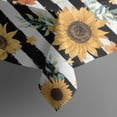 thumbnail image 5 of Black White Stripe Orange Leaf Sunflower Pattern Square Tablecloth,Waterproof Square Table Cover,Wipeable Spillproof Washable Table Cover for Home Kitchen Party Decor 42"X42"(107x107cm), 5 of 6