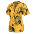 thumbnail image 5 of Summer Cotton Short Sleeve Oversized Floral T Shirts for Women Yellow Tops Fashion Plus Printing Easy Shirt Size Top Blouse Pocket Women's XL, 5 of 9