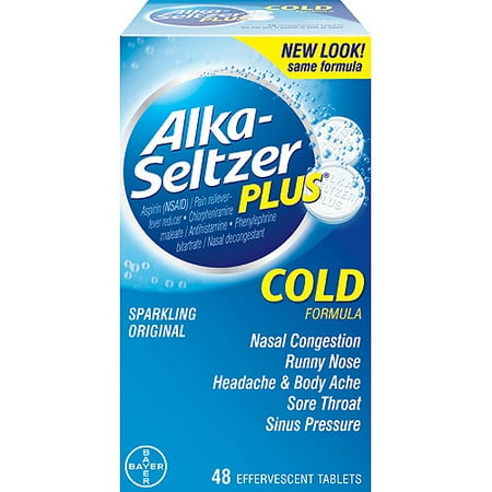 Alka-Seltzer Plus Sparkling Original Cold Formula Effervescent Tablets, 48 ct