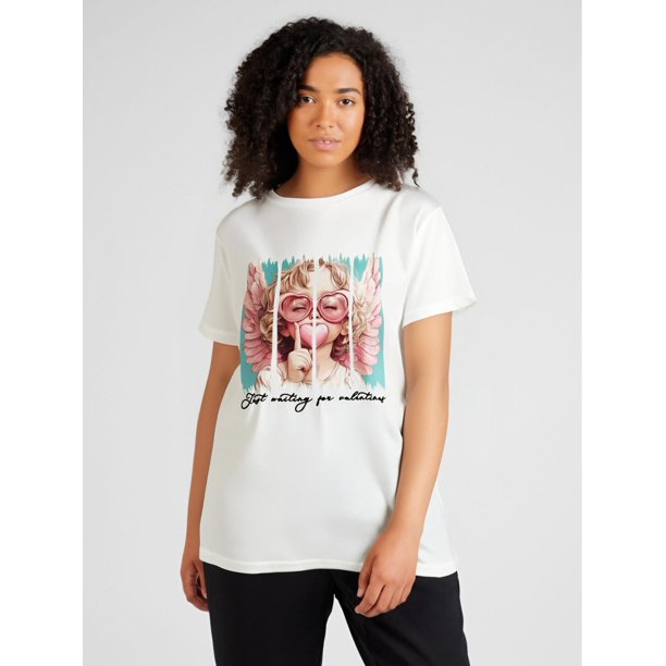 Women's Valentine's Day Love Bird Graphic T-Shirt - Casual Crew Neck Short Sleeve Top, Perfect for SCamisetas para mujer, lindas camisetas con estampado gráfico, de manga corta, estilo casual, para ve