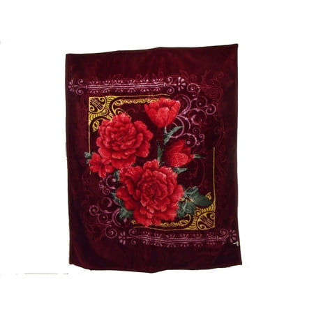 Modern Gold Machine - Floral Embossed Winter Decorative Soft Thick Warm Bed Blanket Throw GOLD (76.5