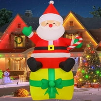 COMIN 7 FT Christmas Inflatables Santa Claus Outdoor Decorations Blow Up Yard Gift Box with Built-in LEDs for Indoor Party Garden Lawn Decor