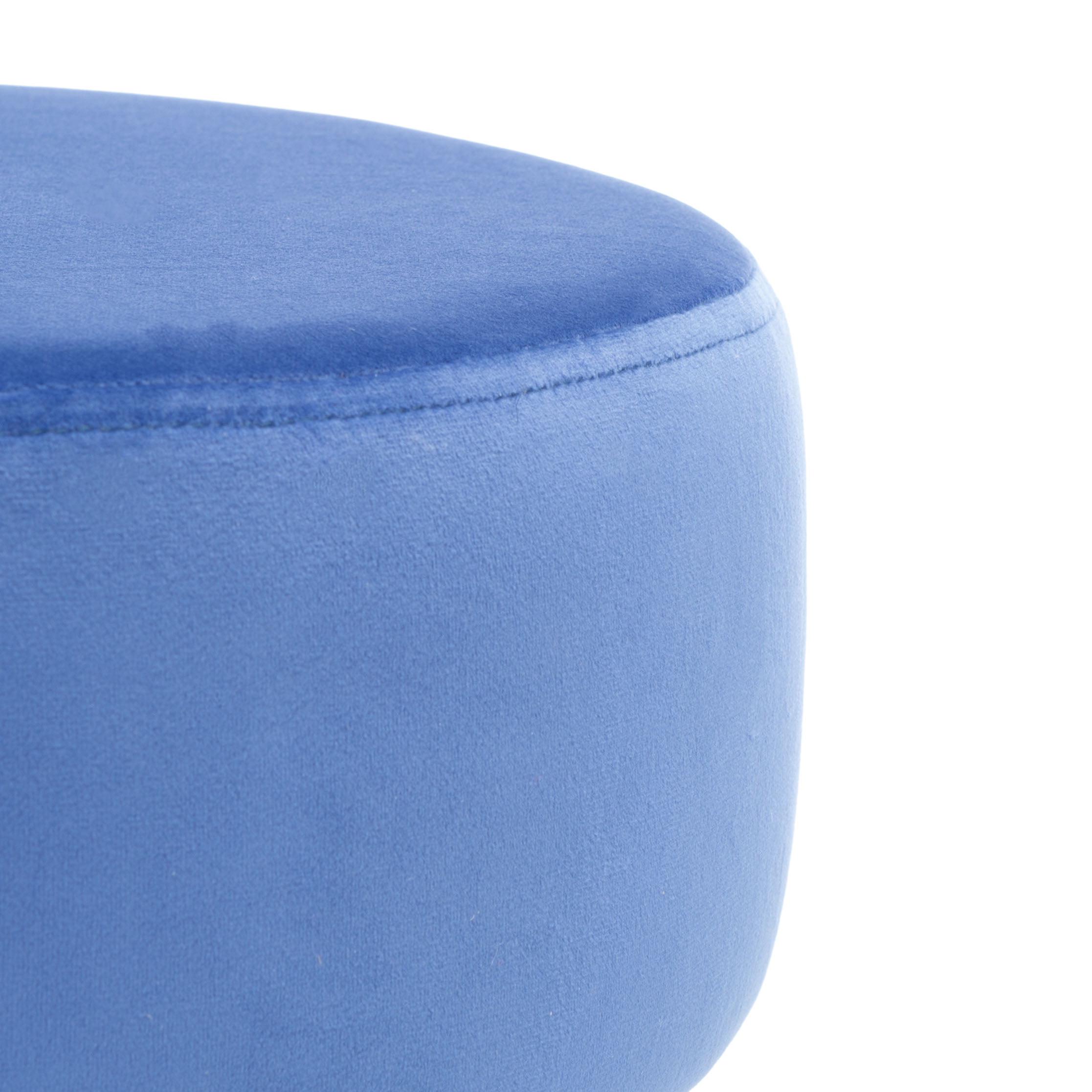 SAFAVIEH Abrea Modern Style Round Ottoman, Steel Blue/Gold ( 16.5 in. W x 16.5 in. D x 17.3 in. H)