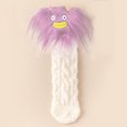thumbnail image 2 of Fabrcox Womens Fuzzy House Slipper Socks, Cute Monster Decor, Non Slip Grips Fluffy Winter Indoor Socks, Warm Loungewear Socks for Sleeping at Home (Purple), 2 of 4