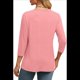 thumbnail image 4 of Blusas de Mujer con Mangas 3/4 y Cuello en V, Estilo Túnica Informal, Básicas, Holgadas Rosa L, 4 of 6