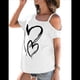 thumbnail image 1 of Camiseta de Mujer con Cuello Asimétrico, Corte y Estampado Gráfico, Corta. L, 1 of 9