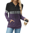 thumbnail image 2 of Qaspx Lightweight Womens Hoodies Color Block Hooded Sweatshirts Long Sleeve Shirts Tops, 2 of 7