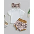 thumbnail image 4 of Suealasg Baby Girls 3Pcs Summer Clothes Set Short Sleeve Cattle Head Print T-shirt + Letter Print Shorts +Headband Set 6M 12M 18M 24M Infant Girls Western Outfits, 4 of 8