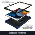 thumbnail image 4 of ELEHOLD Rugged Case for iPad 9th/8th/7th 10.2" 2021/2020/2019, Dual-Layer Heavy Duty Shockproof Case with 360° Rotatable Foldable Kickstand Handstrap Crossbody Shoulder Strap Pencil Holder,Darkblue, 4 of 6