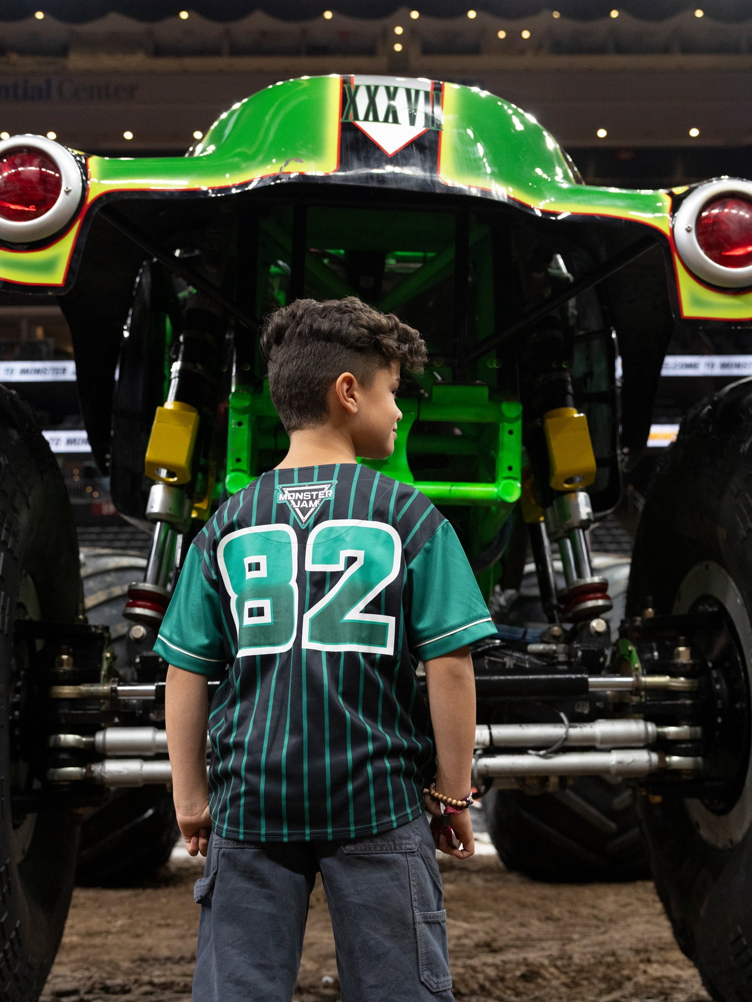 Monster Jam Boys Graphic Baseball Button Down Jersey with Short Sleeves, Sizes 4-12
