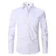thumbnail image 3 of Japceit Chemise à Manches 3/4 Mode Homme Col Rabattu Cardigan Haut d'Affaires Chemise à Boutons, 3 of 6