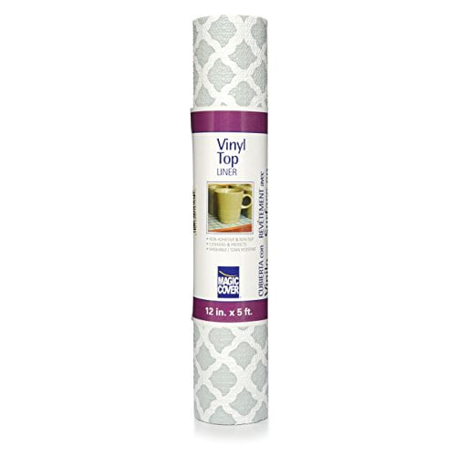 Magic Cover 05F-12X599-06AZ Vinyl Top Non-Adhesive Contact Liner for Drawer, Shelf & Arts & Craft Projects, 12' x5', Talisman Glacier Gray