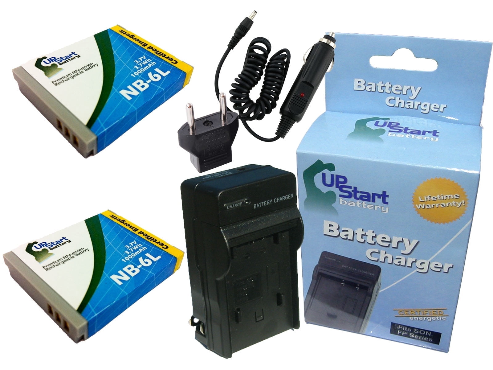 2-Pack Canon SX50 HS Battery + Charger w/ Adapters - Canon NB-10L 