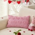 thumbnail image 3 of Valentine's Day Love Quilted Plush Single-sided Pillowcase 12x20 Inch, Heart Embroidery Cushion Cover for Sofa, Pink Soft Throw Pillow Case Home Decor (No Insert), 3 of 3