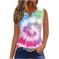thumbnail image 2 of Nrmvnmi Plus Size Tank Tops for Women V Neck Sleeveless Tie Dye Shirt Casual Summer Solid Color Oversized Tanks Mothers Day Gifts, 2 of 5