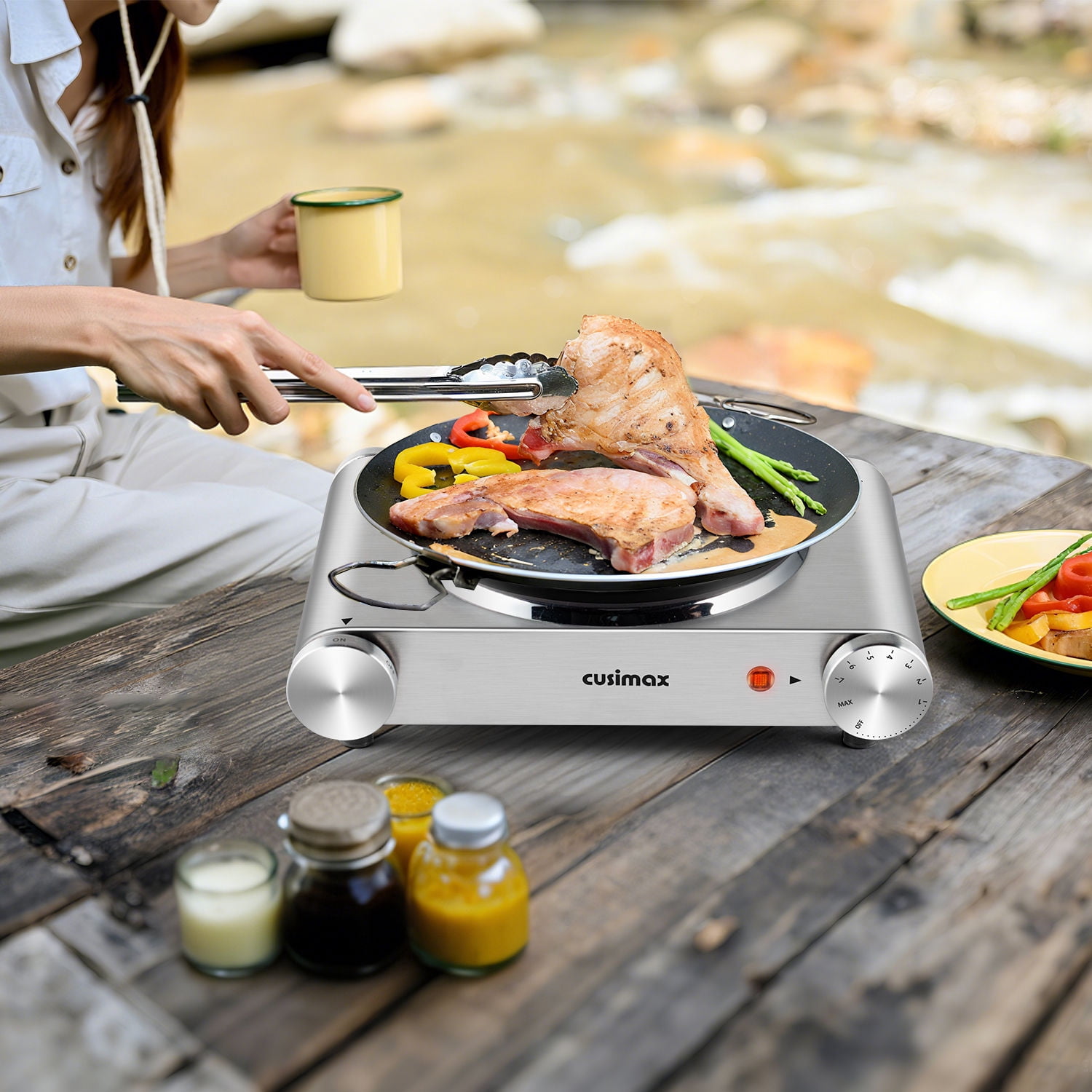 Cusimax Electric Hot Plate For Cooking,1500W Stainless Steel Single Burner