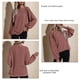 thumbnail image 1 of Jersey de mujer con cuello redondo y mangas largas abullonadas, dobladillo suelto, Top informal de Color puro con bolsillo, rojo vino M, 1 of 6
