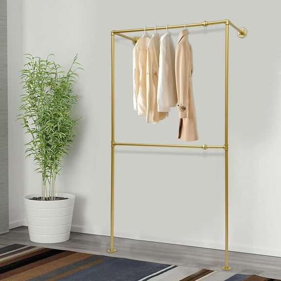 2 Tier Metal Clothing Display Rod Wall Mounted Garment Clothes Display Rack
