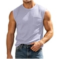 thumbnail image 4 of Muscle Shirt for Men Sleeveless Crew Neck Solid Color Sports Athletic Pullover Tee with Pocket Fathers Gift, 4 of 8
