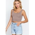thumbnail image 3 of Saronite Basic Rayon Scoop Neck Sleeveless Crop Tank Top, Oyster Khaki (Women's), 3 of 4