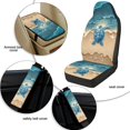thumbnail image 6 of Xixirimido 5Pcs Car Seat Covers & Seatbelt Covers & Center Console Cover Set Universal Auto Accessories Fit for SUV Sedan Van Truck Leather Front Seat Cover, Beach & Sea Tutle, 6 of 8