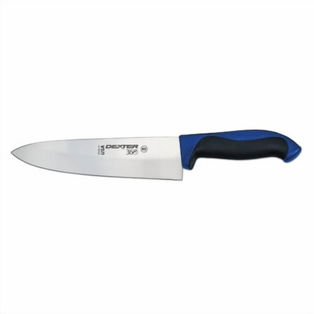 Dexter-Russell  S360-8C-PCP 8" Cook’s Knife with Blue Handle, High-Carbon Steel Blade, Slip-Resistant Polypropylene and Santoprene Grip, Made in USA​‌‌‍​​‌‌​‌‌‍​​