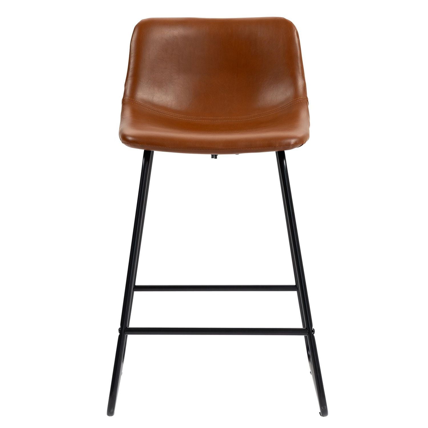 Hometrends Counter Height Stool with PU Seat, Dark Brown Seat and Black Steel Frame for Indoor, Hometrends Counter Stools
