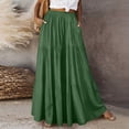 thumbnail image 5 of Women's Skirts Boho Elastic Waist A-Line Maxi Skirts Summer Swing Long Skirt with Pockets For Beach Vacation, 5 of 5