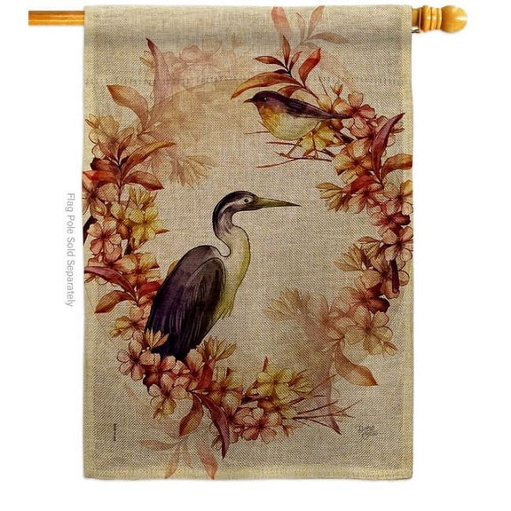 Breeze Decor H120266-DB Birds Wreath Animals Bird 28 x 40 in. Double-Sided Decorative Horizontal House Flag for Decoration Banner Garden Yard Gift
