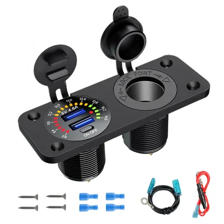 12V-24V Dual Usb Car Fast Charger Cigarette Lighter Socket Adapter Led Voltmeter