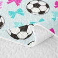 thumbnail image 5 of Erosebridal Soccer Print Cartoon Bow Twin Quilt Set for Boys Girls,Teens Pink Teal Lightning Twin Coverlet Set, 5 of 7