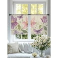 thumbnail image 4 of Pink Flowers Sheer Curtains 45 Inch Long 2 Panels, Spring Watercolor Pastoral Linen Texture Light Filtering Rod Pocket Semi Sheer Curtains, Sheer Voile Drapes for Living Room Bedroom, 52"x45", 4 of 5