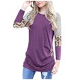thumbnail image 2 of Moda mujer casual manga larga impreso o-cuello botón blusa camiseta damas tops Pompotops gfhjh10965, 2 of 6