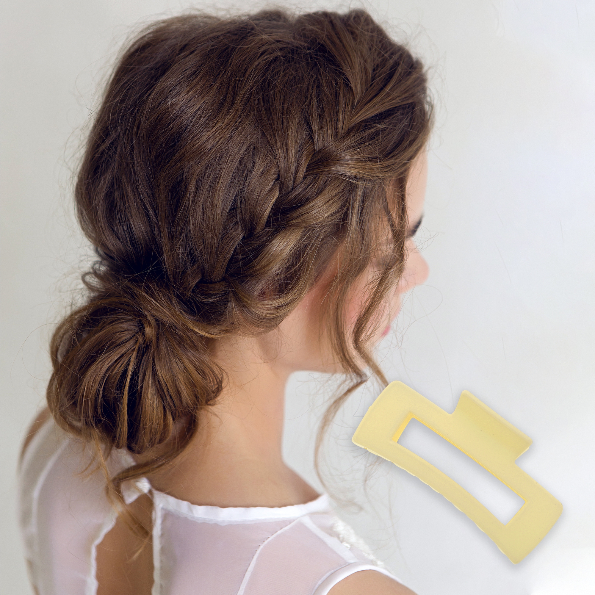 Unique Bargains Rectangle Hair Clips for Home Use 1 Pc Yellow