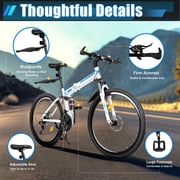 Adjustable Height Adults 26 Folding Bikes, White