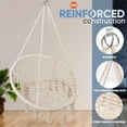 thumbnail image 3 of ColourTree White Claes Hammock Chair Macrame Swing Chair for Indoor and Outdoor Use, 3 of 6