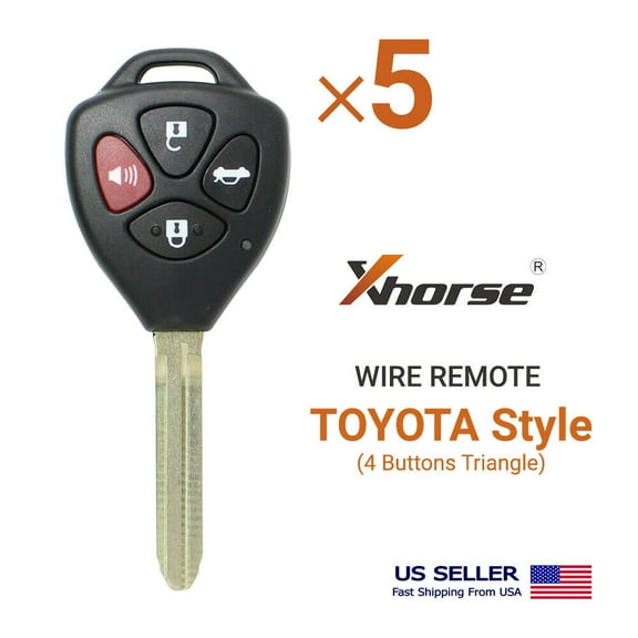 5× Xhorse Universal Wire Flip Remote Toyota Style Triangle 4 Buttons XKTO02EN