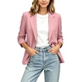 thumbnail image 6 of ClodeEU Women's Single Button 3/4 Sleeve Blazer,Casual Lightweight Lapel Work Jacket Pink,Women's Plus XL, 6 of 7