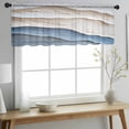 thumbnail image 2 of Blue Beige Valance Curtains for Kitchen/Living Room/Bathroom/Bedroom Window, Rod Pocket Small Topper Half Short Window Curtains Voile Sheer Scarf, Modern Coastal Wave Abstract Art 60"x18", 2 of 8